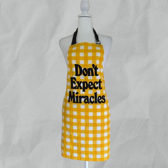 Vintage Now Designs San Francisco Apron Yellow and White Check with Black Ties - Picture 1 of 6